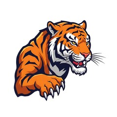 Powerful Roaring Tiger Head Mascot Vector Illustration on Isolated White Background