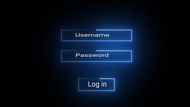 Neon minimal login screen animation with smooth input 4k uhd.