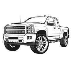 Vintage ketch hand drawn pick up truck car logo design vector art illustration