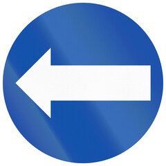 Historic road sign in Finland - Turn left (1957-1957)