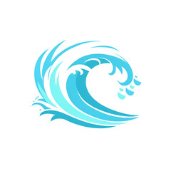 Obraz premium Ocean Wave Icon in Minimal Vector Style on White Background.