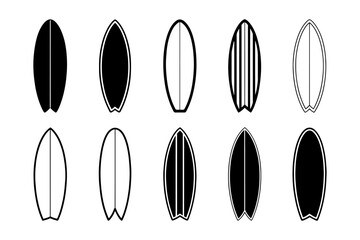 Black surfboard silhouette  for summer fun and water sports