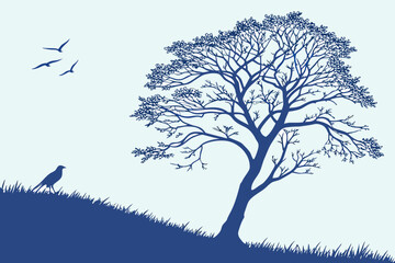 Serene Vector Landscape with Rolling Hills