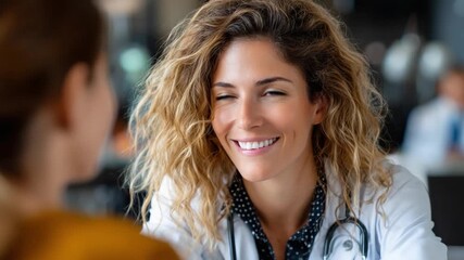 Trusted medical professional: A compassionate doctor leans in to listen attentively, smiling reassuringly as she connects with the patient during a one-on-one consultation. It shows trust. - Powered by Adobe