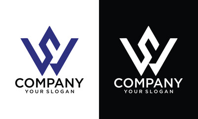 Creative Initial SW WS Letter Logo Design with Modern Minimal Style.