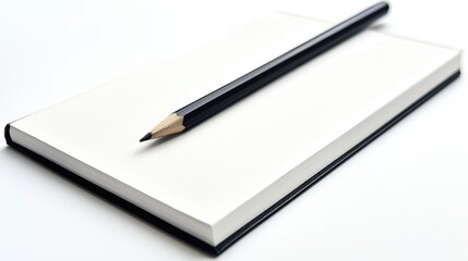 Blank notebook and pencil ready for creative writing or sketching ideas in a quiet workspace