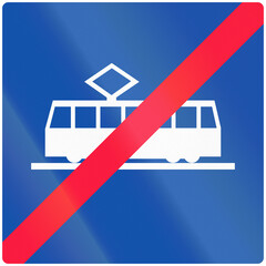 Historic road sign in Finland - Tram lane ends (1994-2020)