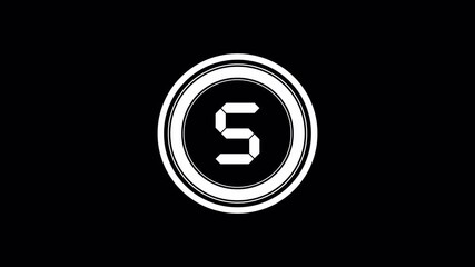 Five second countdown timer animation from 5 to 0 seconds in real time, featuring a digital circular design on a transparent background with alpha channel, for intros, events, product launches, - Powered by Adobe
