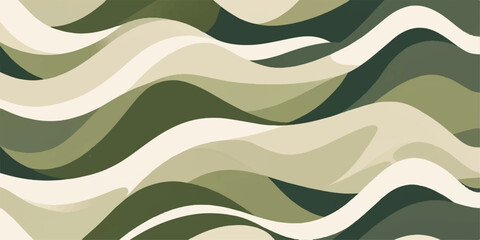 Fototapeta premium A green camouflage pattern texture with a vintage feel, featuring a seamless design of abstract waves for military-inspired fabric decoration