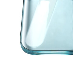 Png of closeup of a clear glass corner isolated on transparent background, showcasing its smooth surface and transparency