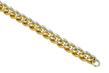 Gold and silver metallic curb chain link isolated on a transparent background image
