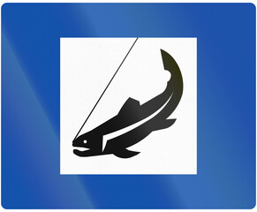 Historic road sign in Finland - Fishing site (1982-2007)