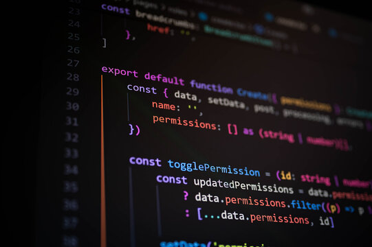 Close-up of TypeScript code showing function logic to toggle user permissions in a web application, highlighting frontend access control, state management, and clean code practices in development.