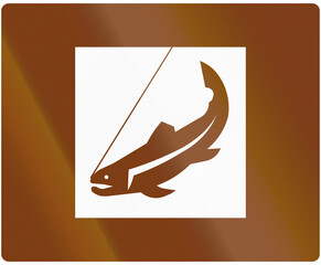 Historic road sign in Finland - Fishing site (2007-2020)