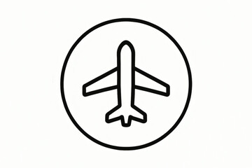 Airplane Icon in Circle, black and white infographic