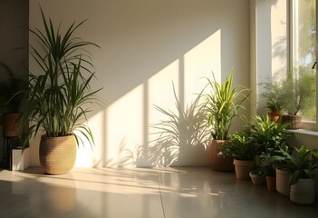 Sunlit sanctuary: indoor plants thrive in warm, bright, peaceful home.
