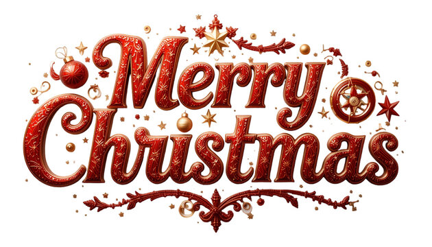 Sparkling Red Merry Christmas Wishes with Festive Ornaments