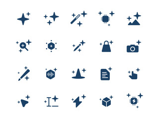 Artificial intelligence icon set in flat style