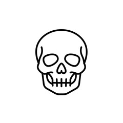 Simple linear skull icon in minimalist style on white background  