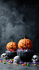 Halloween pumpkins and candy