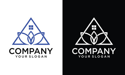 Creative Flower and home logo combination. Nature home logo design