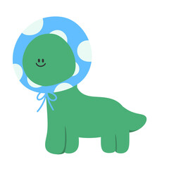 funny green monster. Dinosaur, funny cartoon dinosaur.