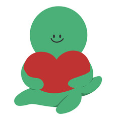 funny green monster. Dinosaur, funny cartoon dinosaur.