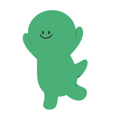 funny green monster. Dinosaur, funny cartoon dinosaur.