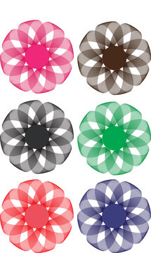 Colorful Abstract Geometric Spirograph Flower Set &ndash; Modern Line Art Design