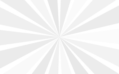 Obraz premium Gray background with white sun ray. Pattern of starburst. Abstract texture with light of sunburst. Radial beam of sunlight. Retro background with flash. Vector.