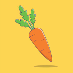 Fresh Carrot Vegetable Cartoon Icon Illustration Healthy Food Nature Concept Vector
