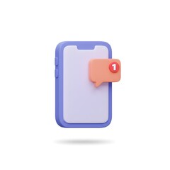 Obraz premium Mobile Notifications Alert A 3D Render of a Smartphone with a Message Bubble