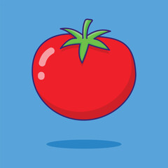 Ripe Tomato Vegetable Cartoon Icon Illustration Fresh Food Nature Concept Vector
