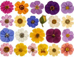  Firefly_PNG Colorful pressed flower collection, element set on transparent background_