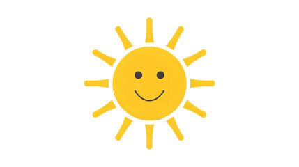 Bright yellow sun illustration isolated on white background for summer weather symbol and nature design