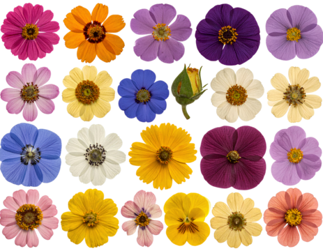  Firefly_PNG Colorful pressed flower collection, element set on transparent background_