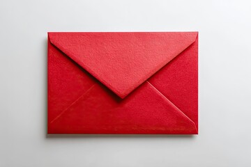 Red Envelope on White Background Elegant Paper Envelope with Triangular Flap for Greeting or Letter