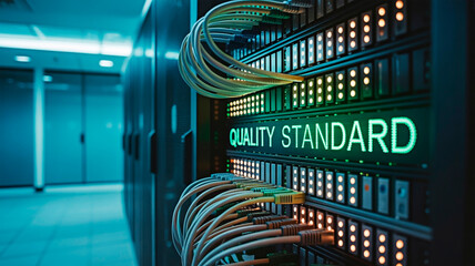 Server room with a quality standard display. 