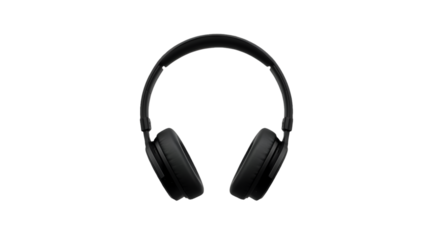 Black headphones isolated on white background for music audio technology and digital sound design