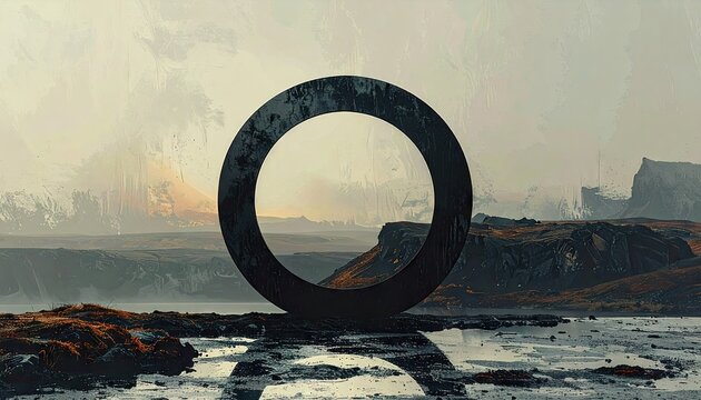 Abstract Dark Circle Landscape