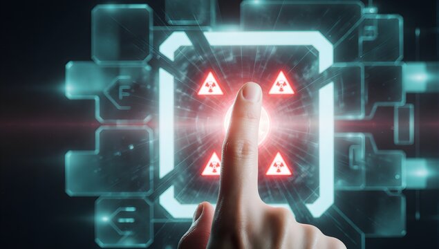 Finger Pressing Multiple Hazard Warning Triangle Icons
