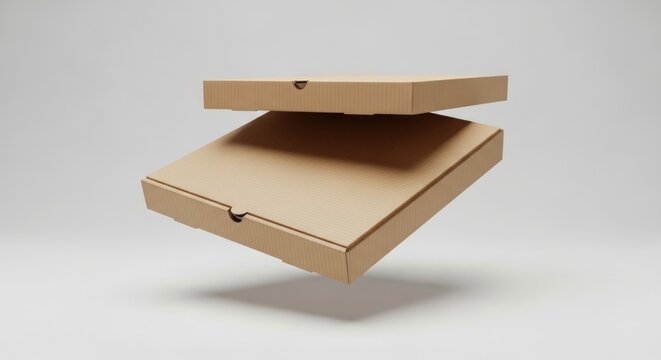 Floating pizza boxes mockup for branding, product presentation or restaurant delivery services promotion