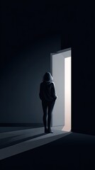 Fototapeta premium Person looking through doorway