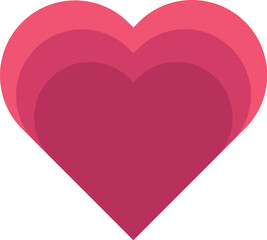 Layered pink and red heart icon with subtle gradient effect and modern flat design.