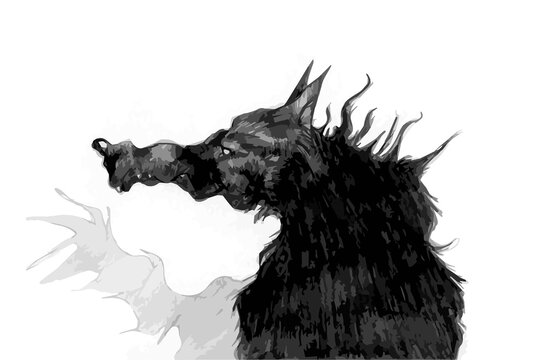 Loup noir graphique fier et majestueux 