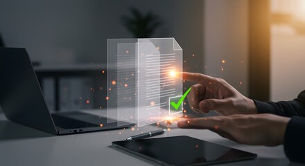 Digital Document Approval with Checkmark and Finger Interaction