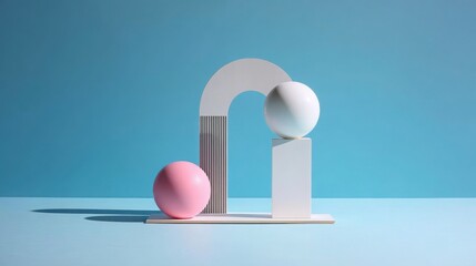 corporate. Abstract geometric shapes float against a gradient blue background, creating a modern and minimalist business concept. pitch deck slides.