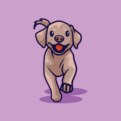 Illustration of a cute dog, facing forward, and smiling, vector detailing