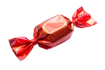 Red foil wrapped candy isolated on white background isolated on a transparent background