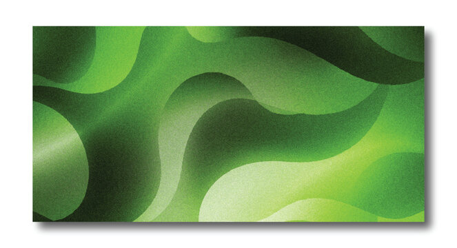 Abstract Bright Green Fluid Organic Shapes Background with Noise and Grain Texture.